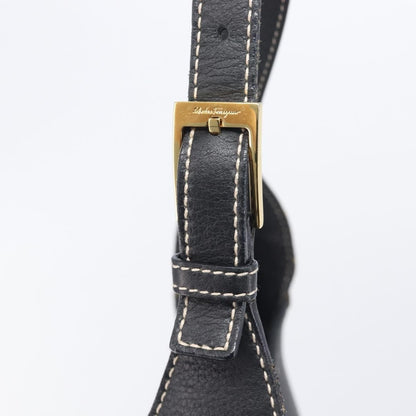 Salvatore Ferragamo Gancini Leather, Black, Leather, Crossbody Bag