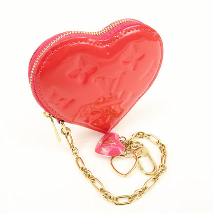 Louis Vuitton Heart Coin Purse Monogram Vernis, Pink, Patent Leather, Clutch