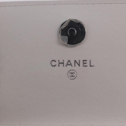 Chanel 19 Flap Coin Purse Belt Quilted Lambskin, White, Leather, Clutch