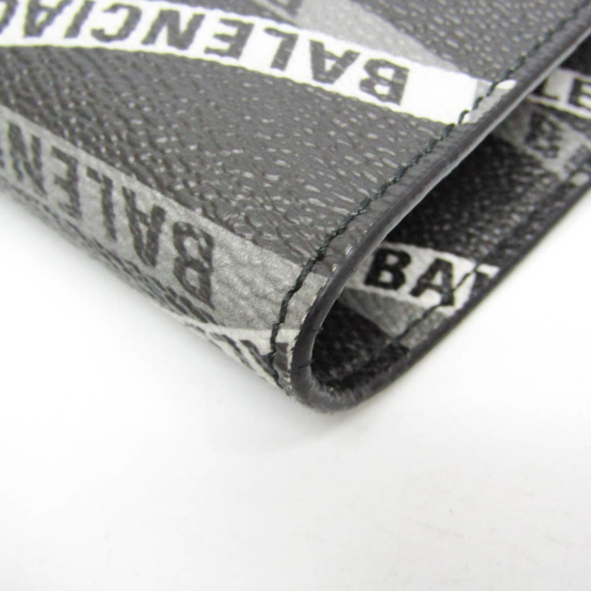 Balenciaga Fold Over Monogram Printed Leather, Black, Leather, Tote Bag