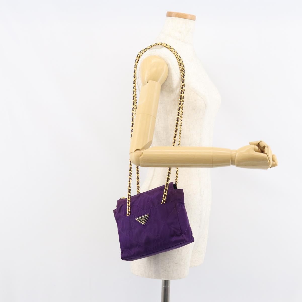 Prada Re-Edition 1995 Chain Tote Quilted Re-Nylon, Purple, Nylon, Shoulder Bag