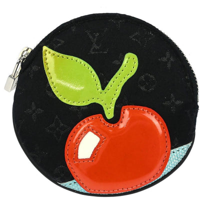 Louis Vuitton Round Coin Purse Limited Edition Monogram Silk, Black, Leather, Wallet