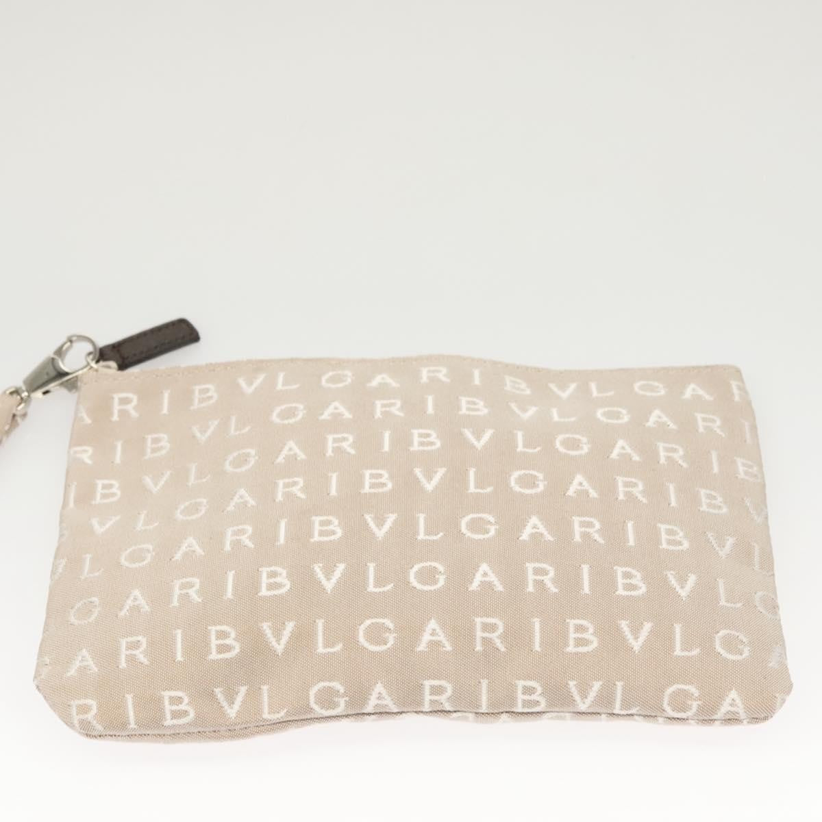 Bvlgari Logomania Canvas, Beige, Canvas, Shoulder Bag