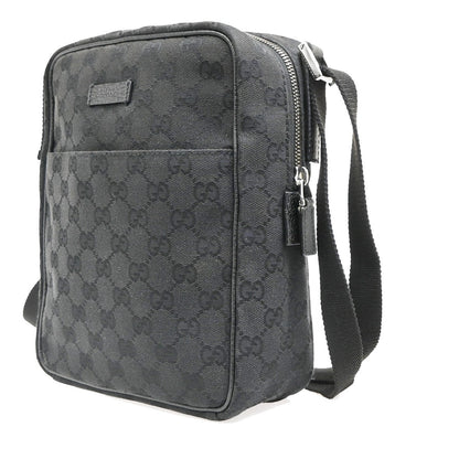 Gucci Front Pocket Messenger GG Canvas, Black, Canvas, Crossbody Bag