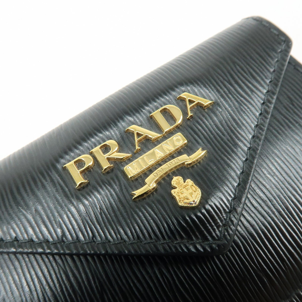 Prada Envelope Trifold Saffiano Leather, Black, Leather, Wallet
