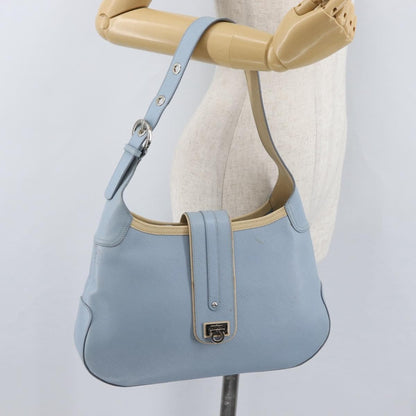 Salvatore Ferragamo Gancini Leather, Blue, Leather, Shoulder Bag