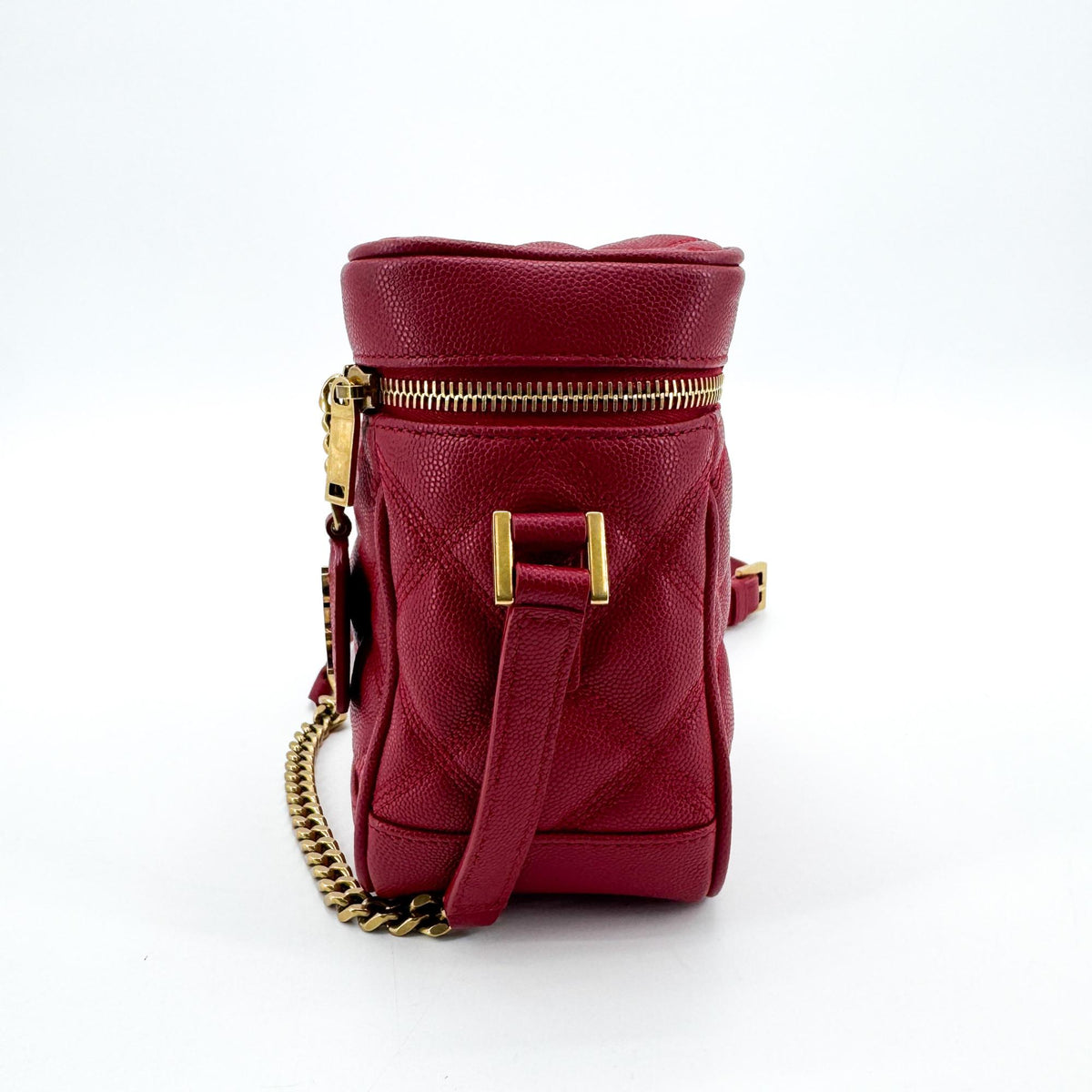 Saint Laurent 80's Vanity Quilted Leather, Red, Leather, Handbag