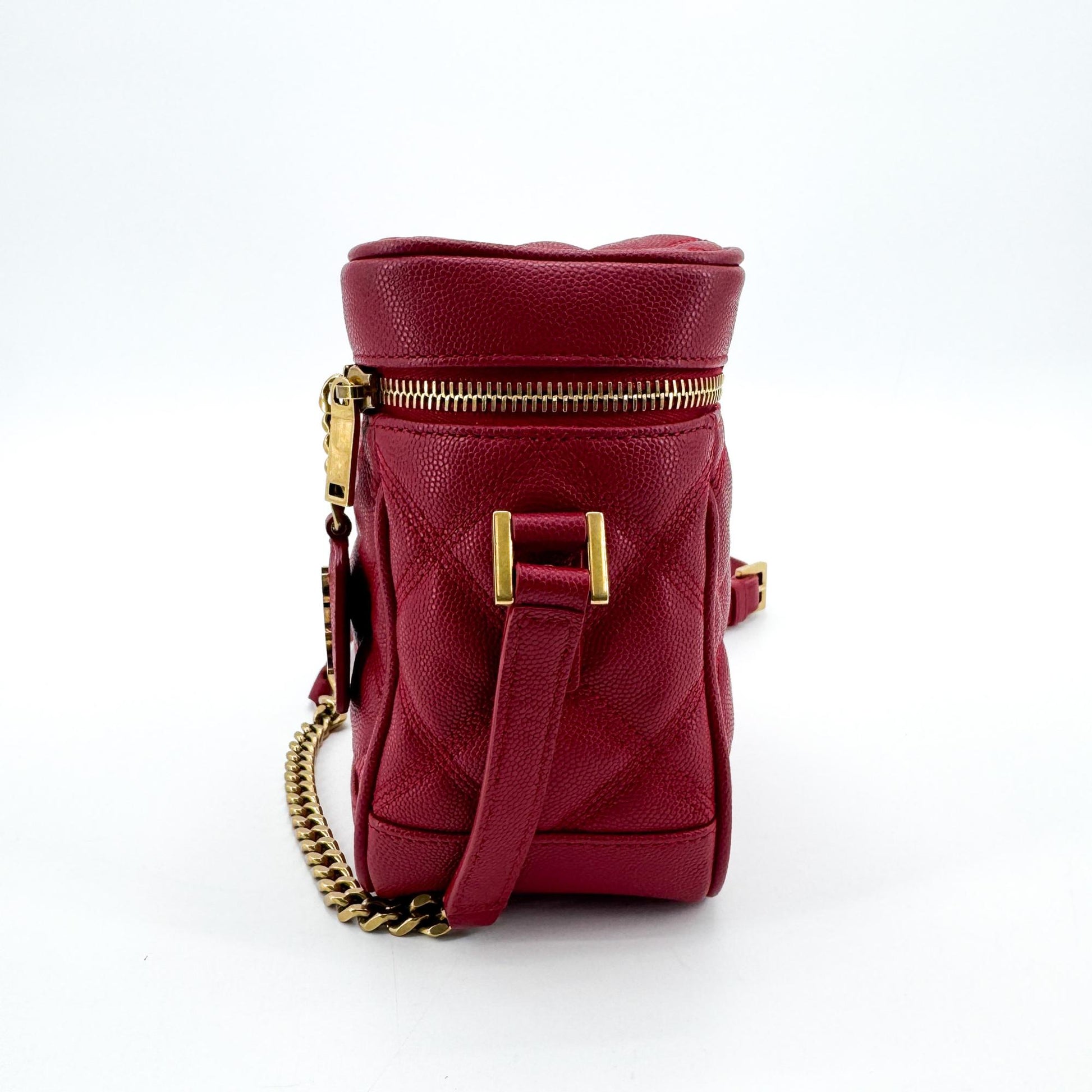 Saint Laurent 80's Vanity Quilted Leather, Red, Leather, Handbag