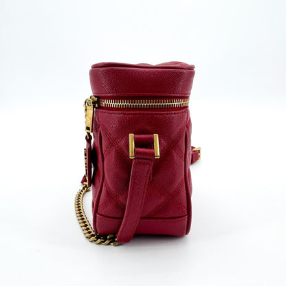 Saint Laurent 80's Vanity Quilted Leather, Red, Leather, Handbag