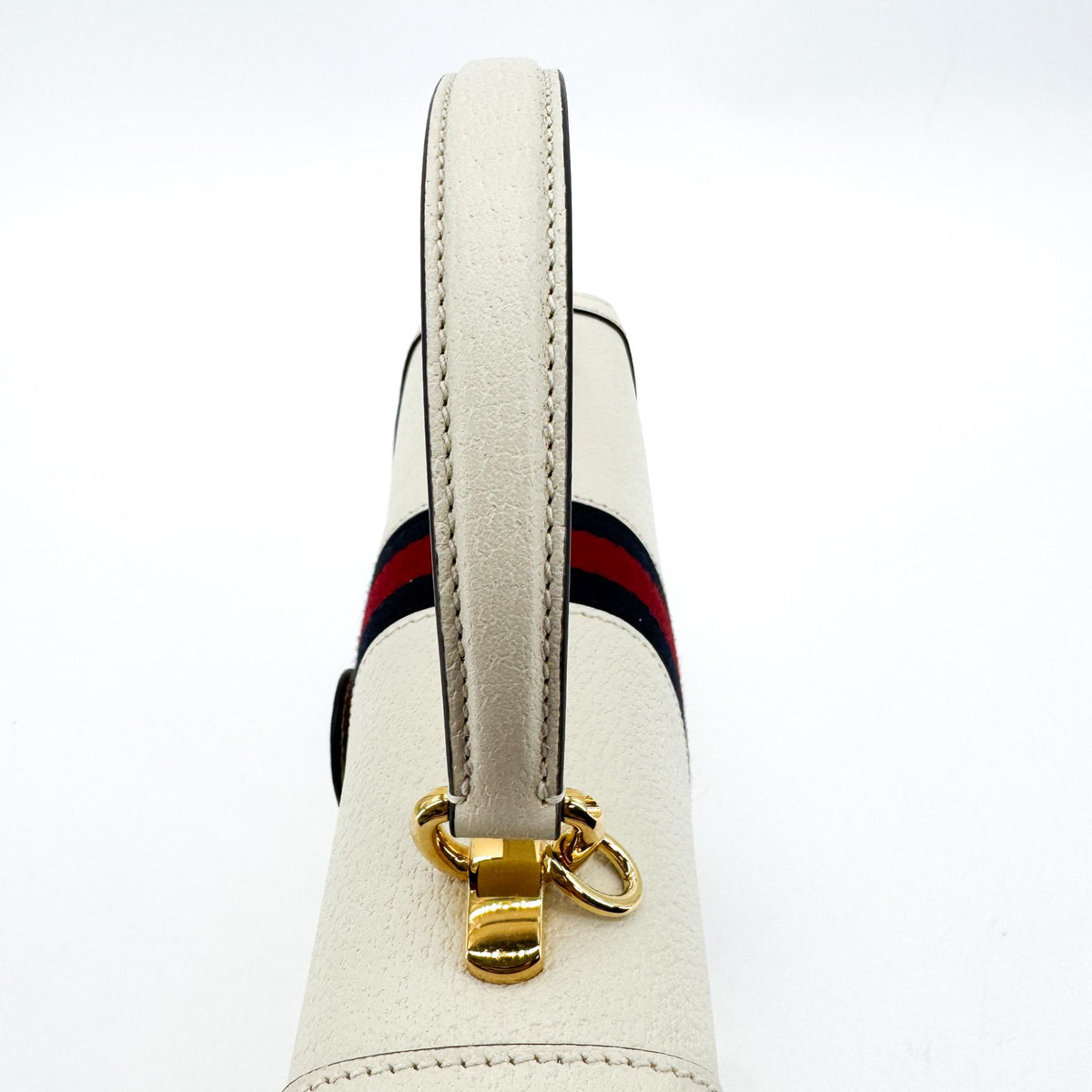 Gucci Ophidia Flap Top Handle Leather, White, Leather, Handbag