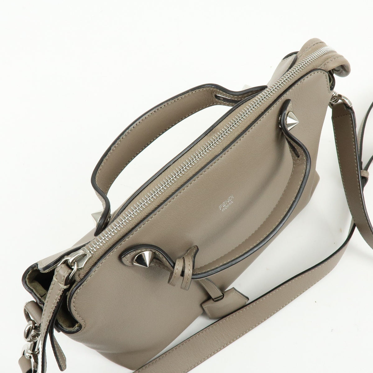 Fendi By The Way Satchel Leather, Beige, Leather, Handbag