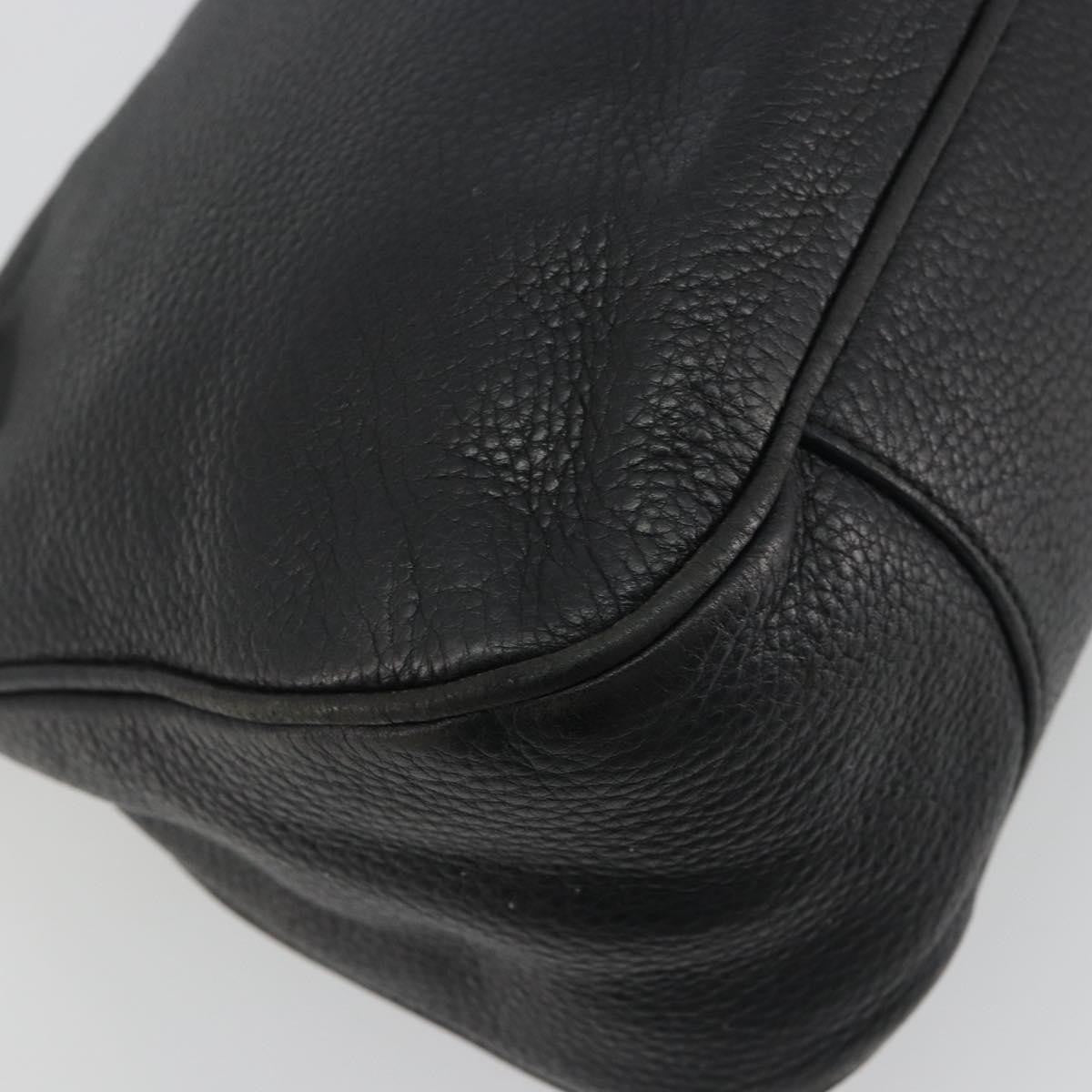 Prada Vitellino Mordo Hobo Leather, Black, Leather, Shoulder Bag