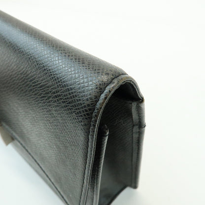 Louis Vuitton Selenga Pochette Taiga Leather, Gray, Leather, Clutch