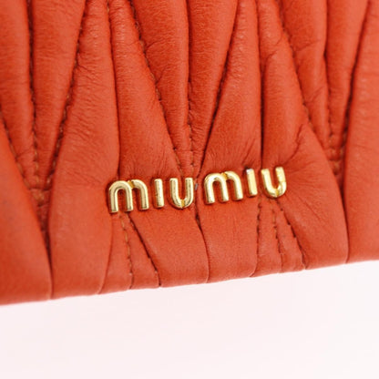 Miu Miu Sword wallet Charm Leather Matelasse, Orange, Leather, Crossbody Bag