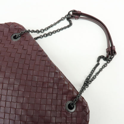 Bottega Veneta Double Chain Intrecciato Nappa, Burgundy, Leather, Tote Bag