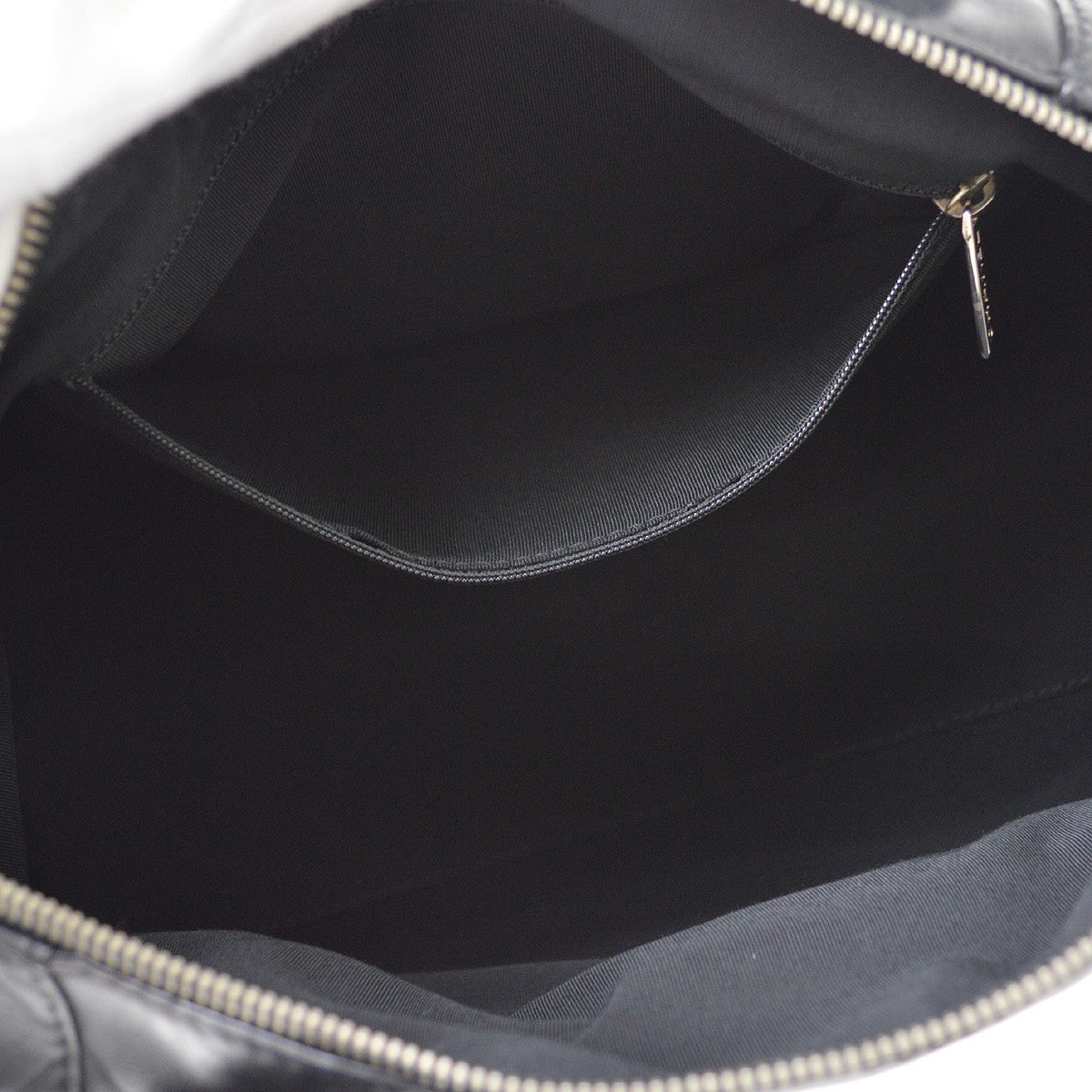 Chanel All Day Long Bowler Chevron Leather, Black, Leather, Tote Bag
