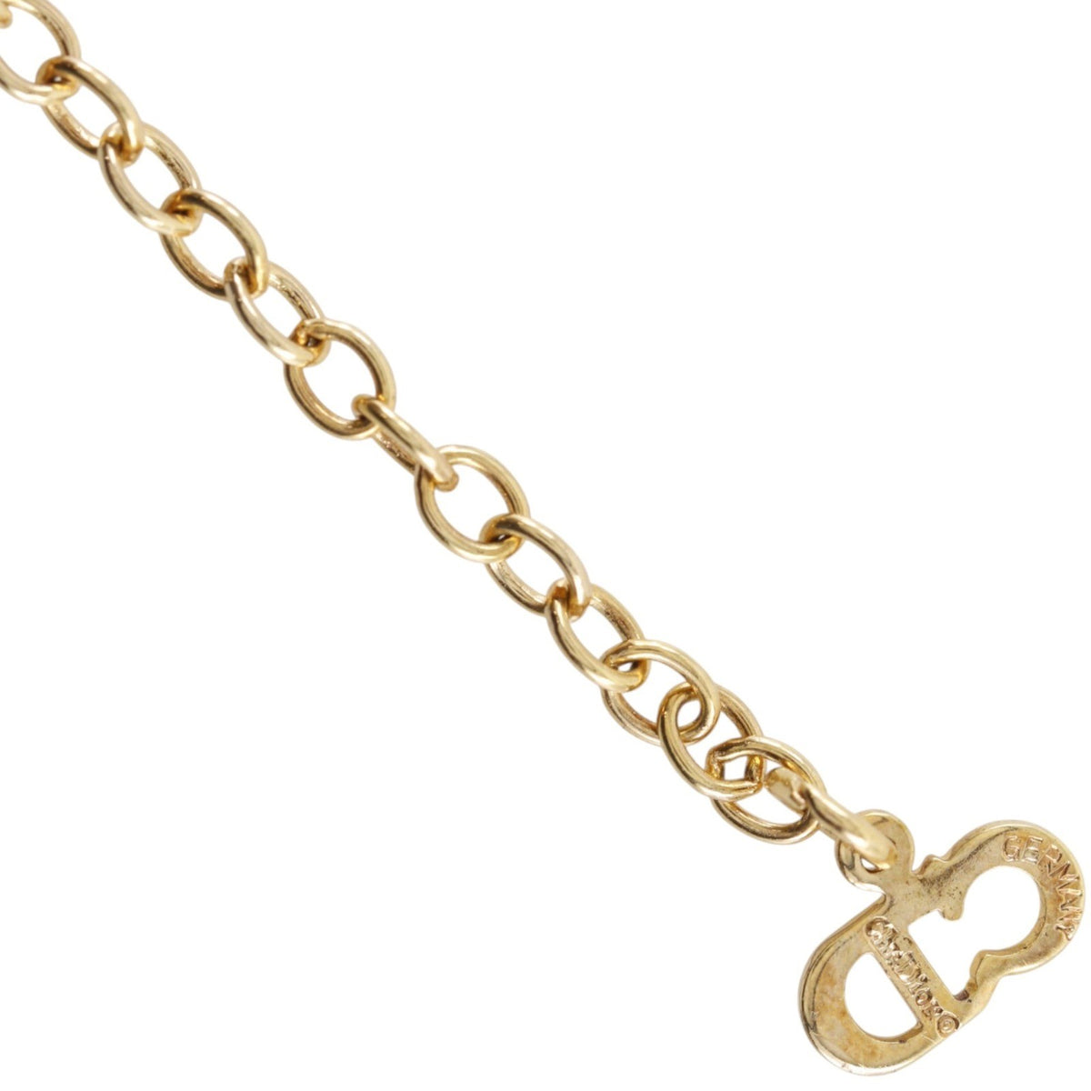 Christian Dior Bow CD Pendant Metal with Crystal, Gold, Gold Plated, Necklace