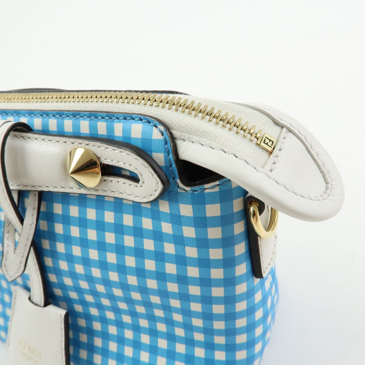 Fendi By The Way Satchel Printed Leather, Blue, Leather, Handbag