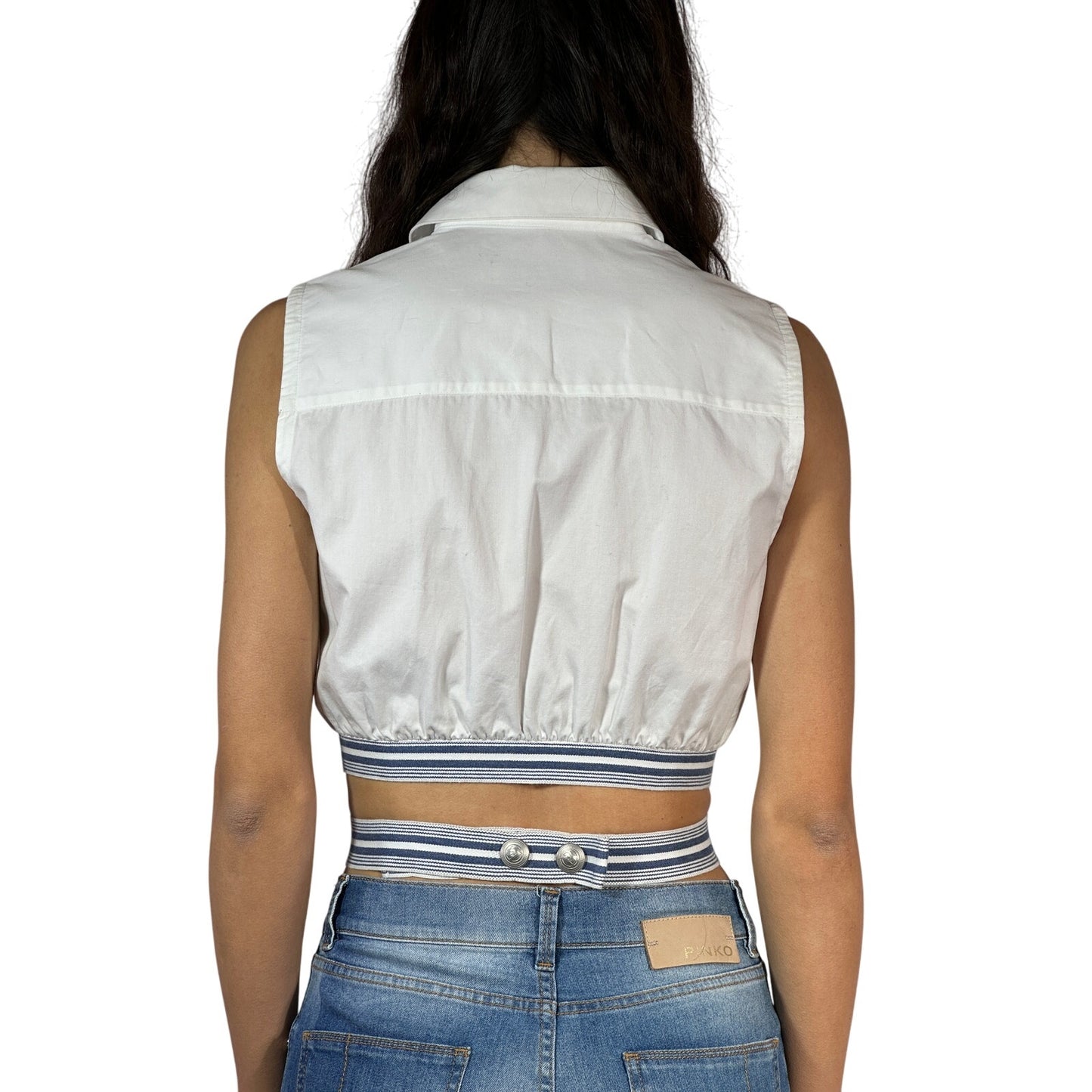 PIERRE BALMAN Button Down Cropped Shirt