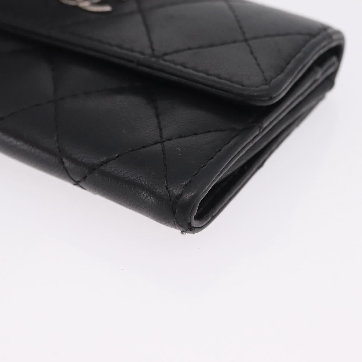 Chanel CC Flap Card Case Quilted Lambskin, Black, Leather, Card Holder