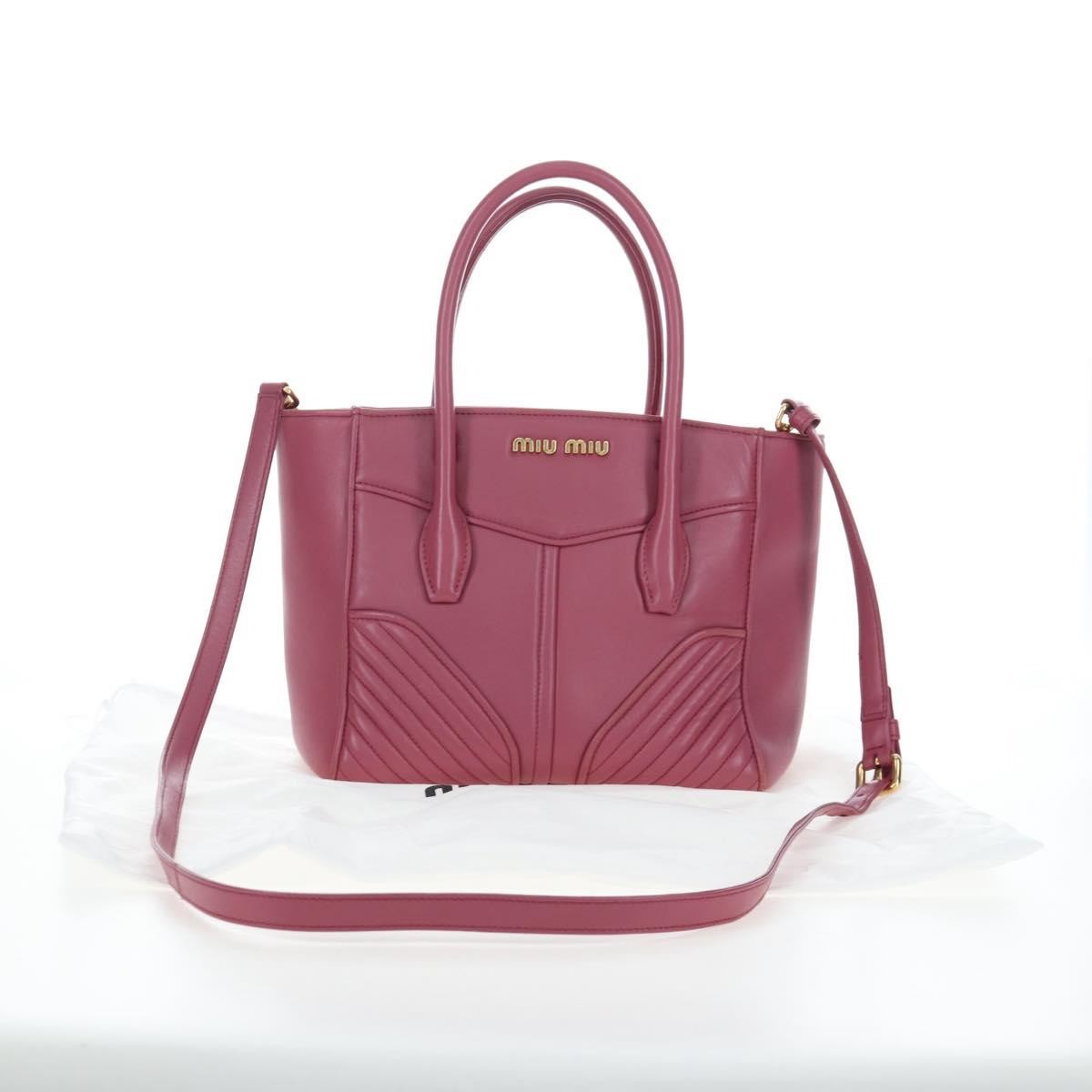 Miu Miu Beau Top Handle Leather, Pink, Leather, Handbag