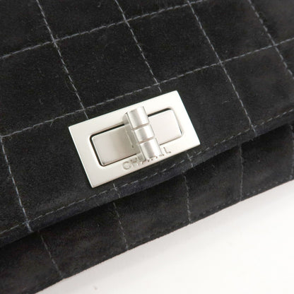 Chanel Chocolate Bar Mademoiselle Flap Quilted Leather, Black, Suede, Handbag