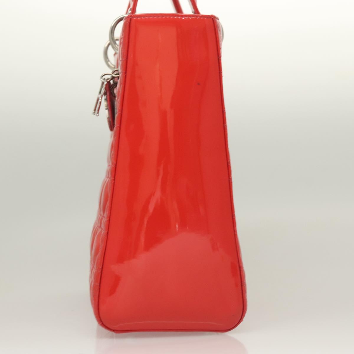Christian Dior Vintage Lady Dior Bag Cannage Quilt Patent, RED, PATENT_LEATHER, Handbag