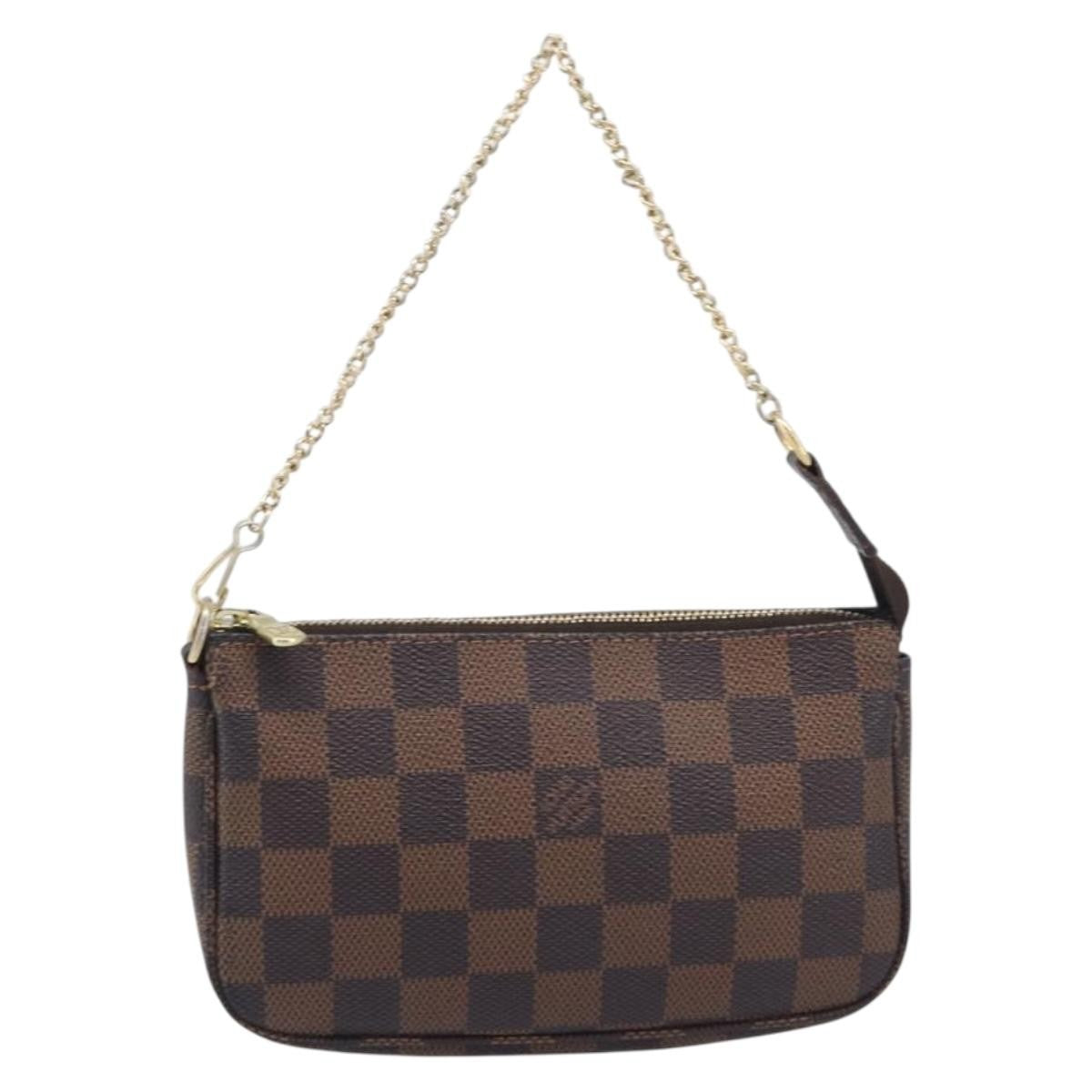 Louis Vuitton Pochette Accessoires Damier Ebene, Brown, Canvas, Clutch
