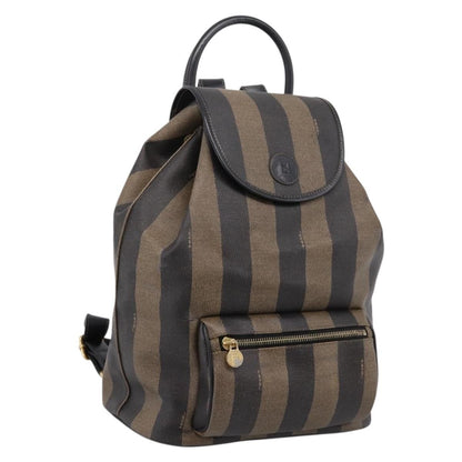 Fendi Vintage Pequin Logo Coated Canvas, Brown, Canvas, Backpack