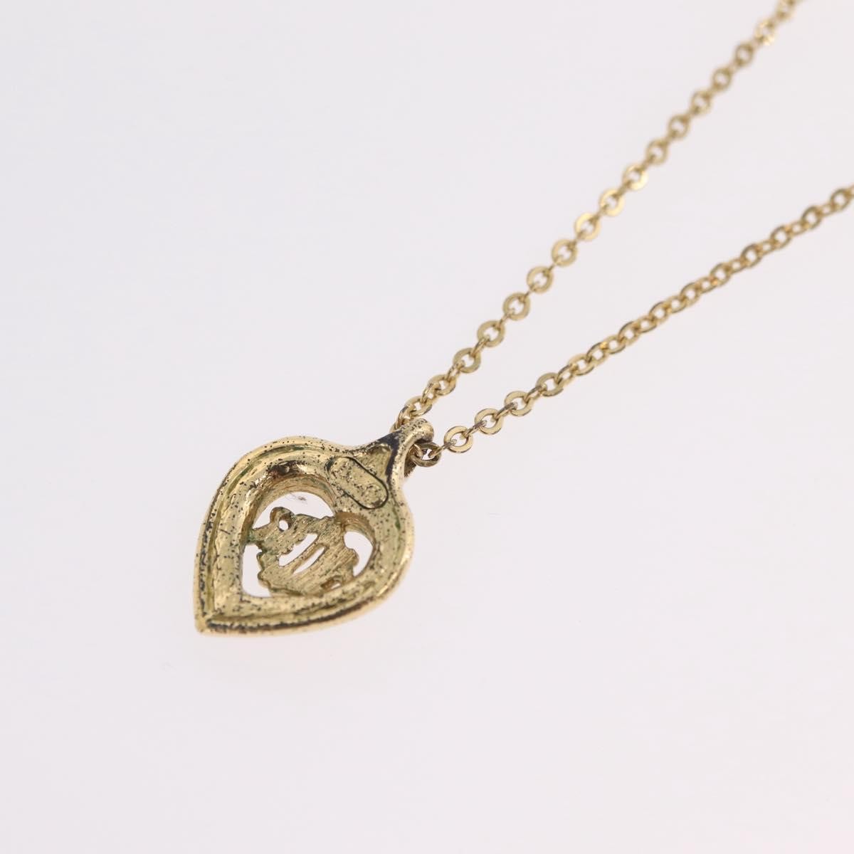 Christian Dior Logo Heart Pendant Metal, Gold, Metal, Necklace