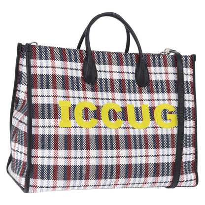 Gucci ICCUG Tote Embroidered Faux Raffia, Multicolour, Canvas, Tote Bag