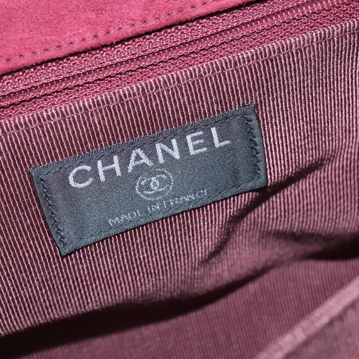 Chanel Chocolate Bar Flap Bag Quilted Satin, RED, SUEDE, Shoulder bag