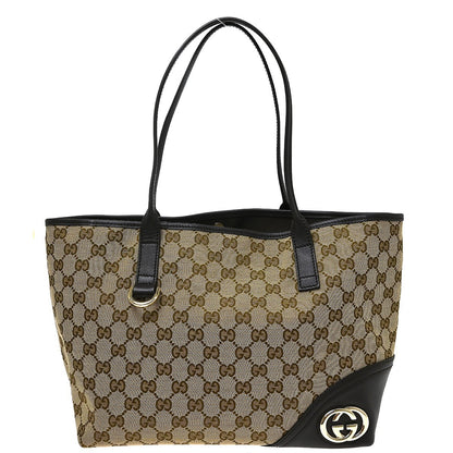 Gucci New Britt Tote GG Canvas and leather, Beige, Canvas, Tote Bag