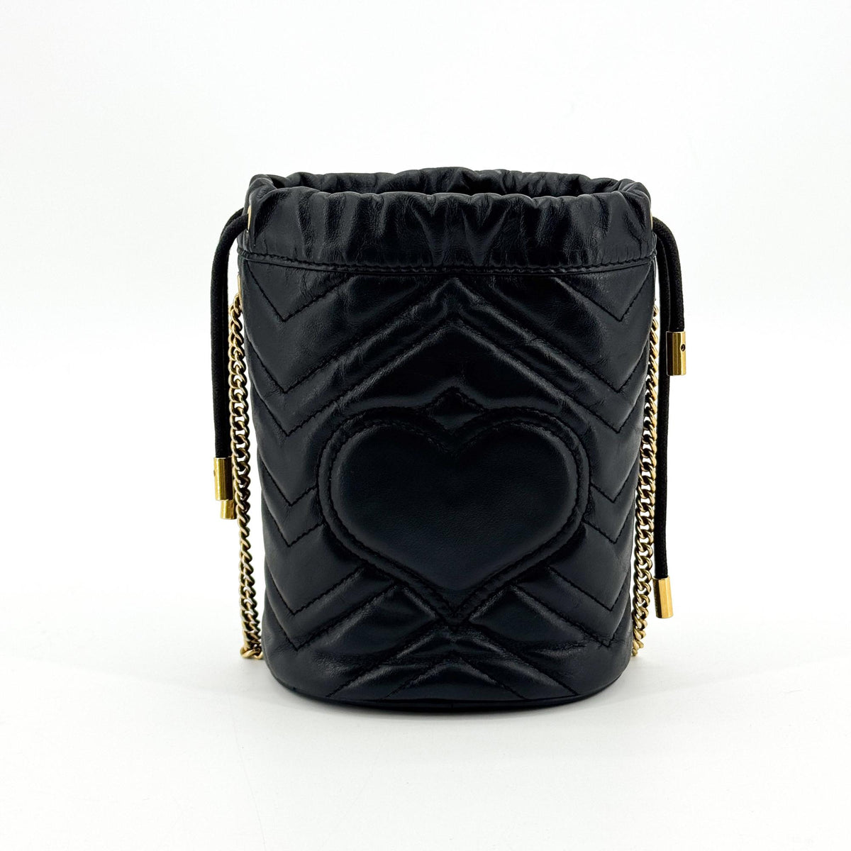 Gucci GG Marmont Bucket Matelasse Leather, Black, Leather, Handbag