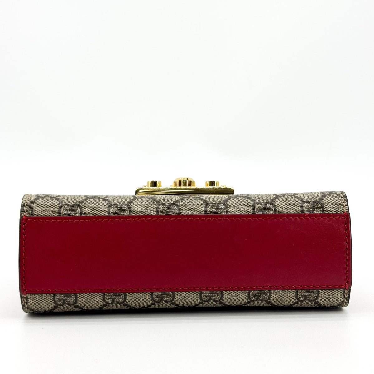 Gucci Padlock Clutch GG Canvas and Leather, Beige, Canvas, Clutch