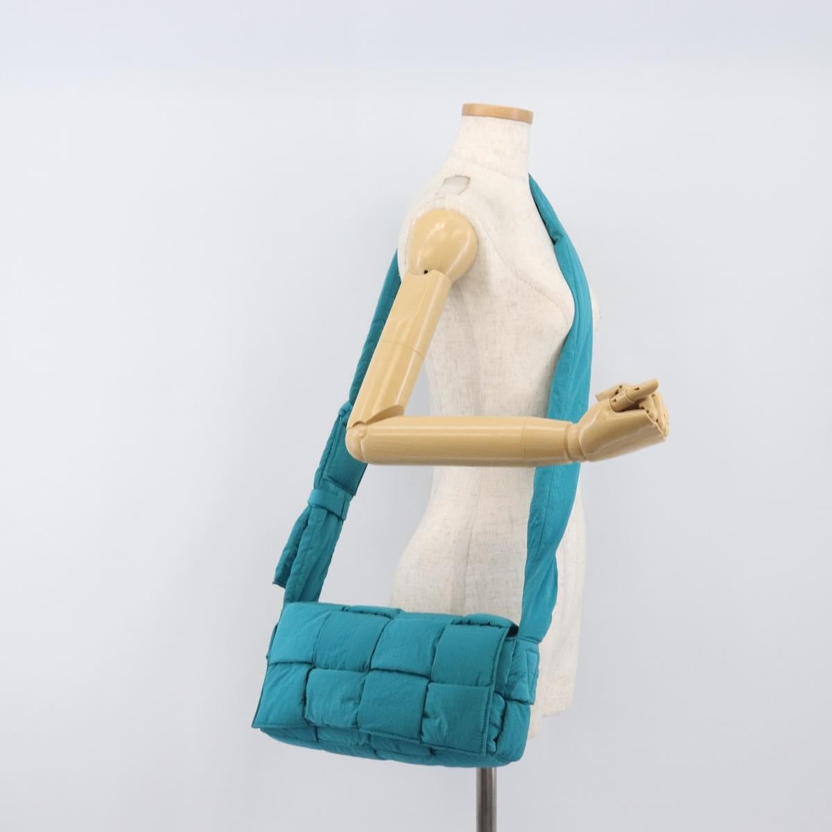 Bottega Veneta Padded Tech Cassette Intrecciato Nylon, Turquoise, Nylon, Crossbody Bag