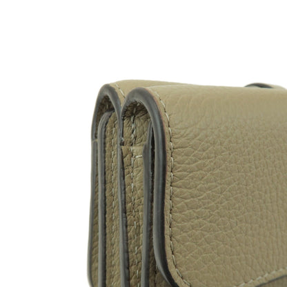 Chloe Alphabet Trifold Leather, Khaki, Leather, Wallet