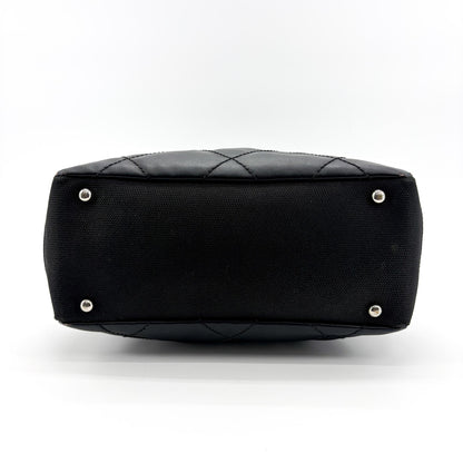 Chanel Biarritz Quilted Coated Canvas, Black, Canvas, Tote Bag