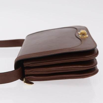 Celine Triomphe Leather, Brown, Leather, Shoulder Bag
