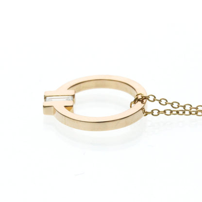 Tiffany & Co. T Circle Pendant 18K Rose Gold with Diamond, Gold, Pink Gold, Necklace