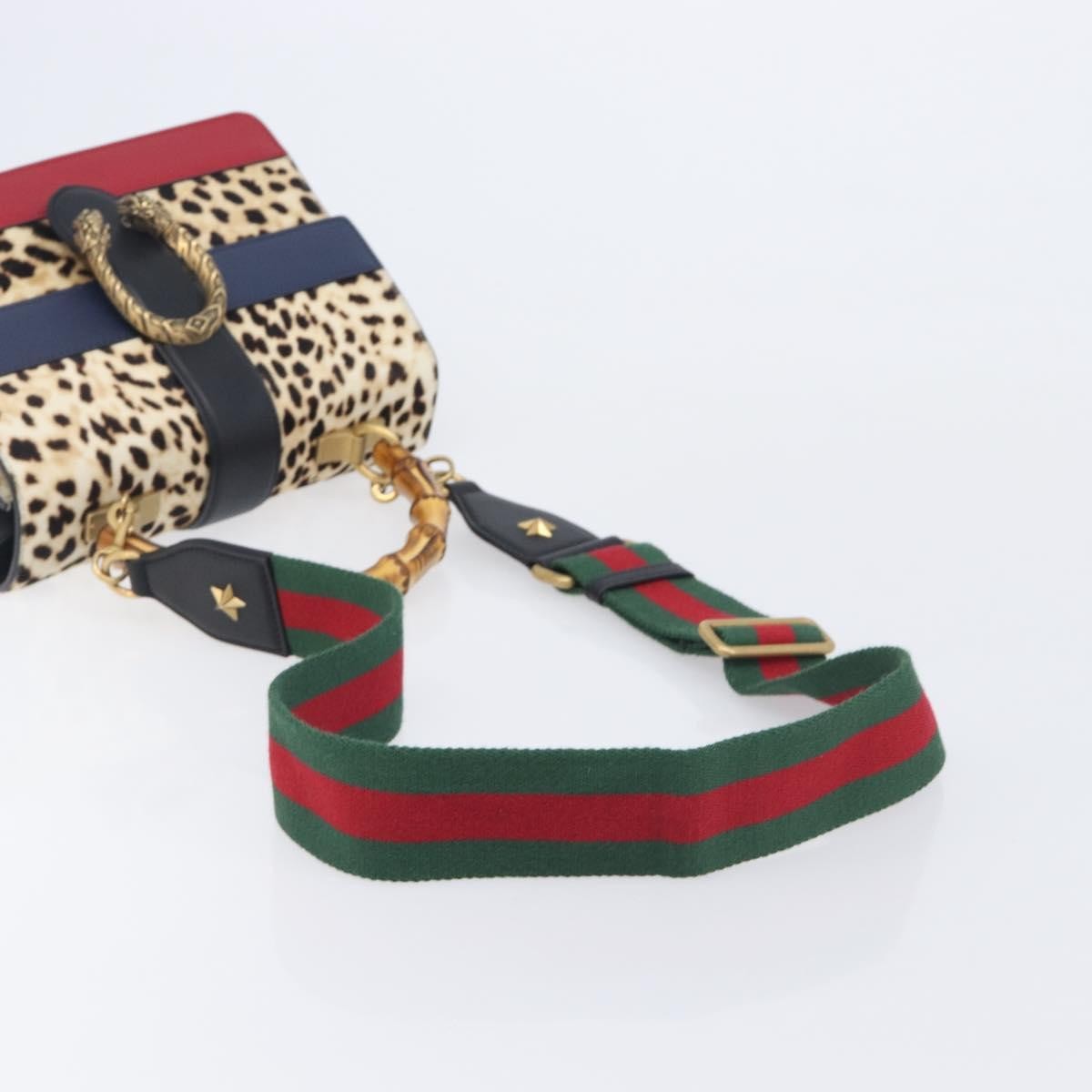 Gucci Dionysus Bamboo Top Handle Printed Pony Hair with Leather, Beige, Leather, Handbag