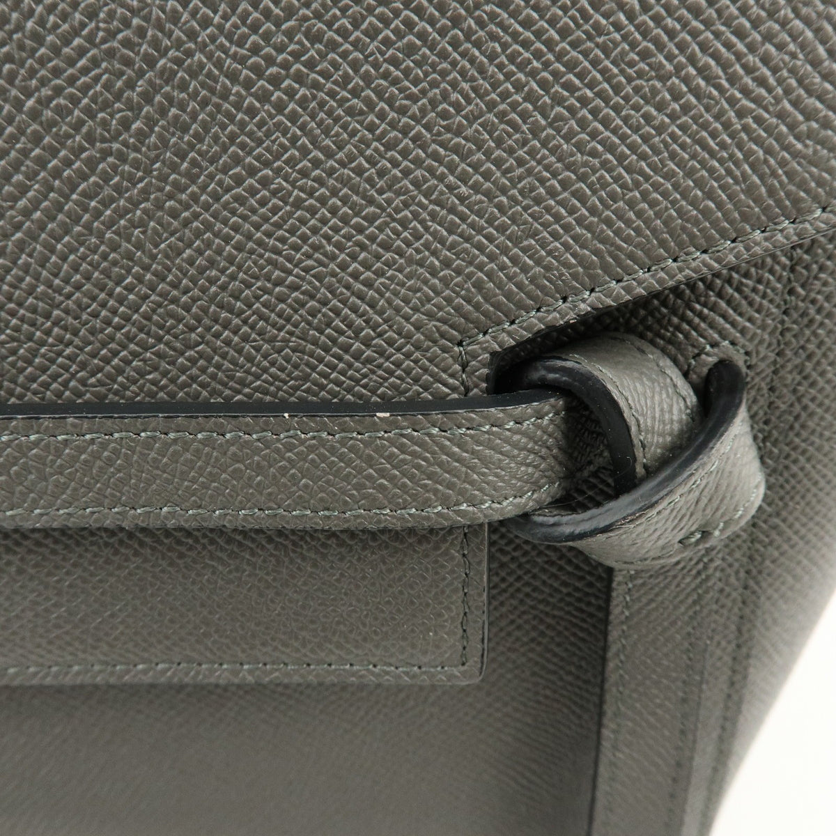Celine Belt Textured Leather, Gray, Leather, Handbag