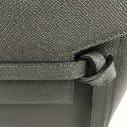 Celine Belt Textured Leather, Gray, Leather, Handbag