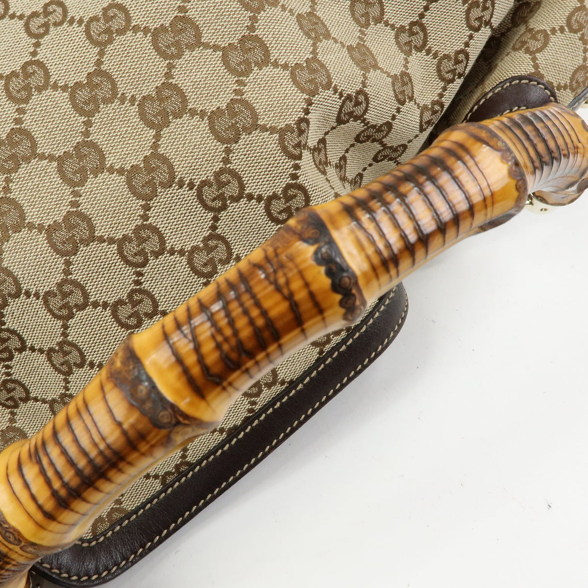 Gucci Bamboo Peggy Hobo GG Canvas, Beige, Canvas, Shoulder Bag