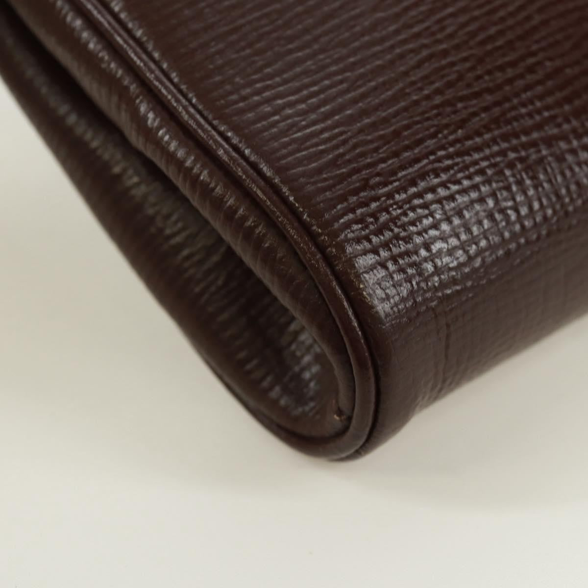 Celine Circle Logo Leather, Brown, Leather, Shoulder Bag