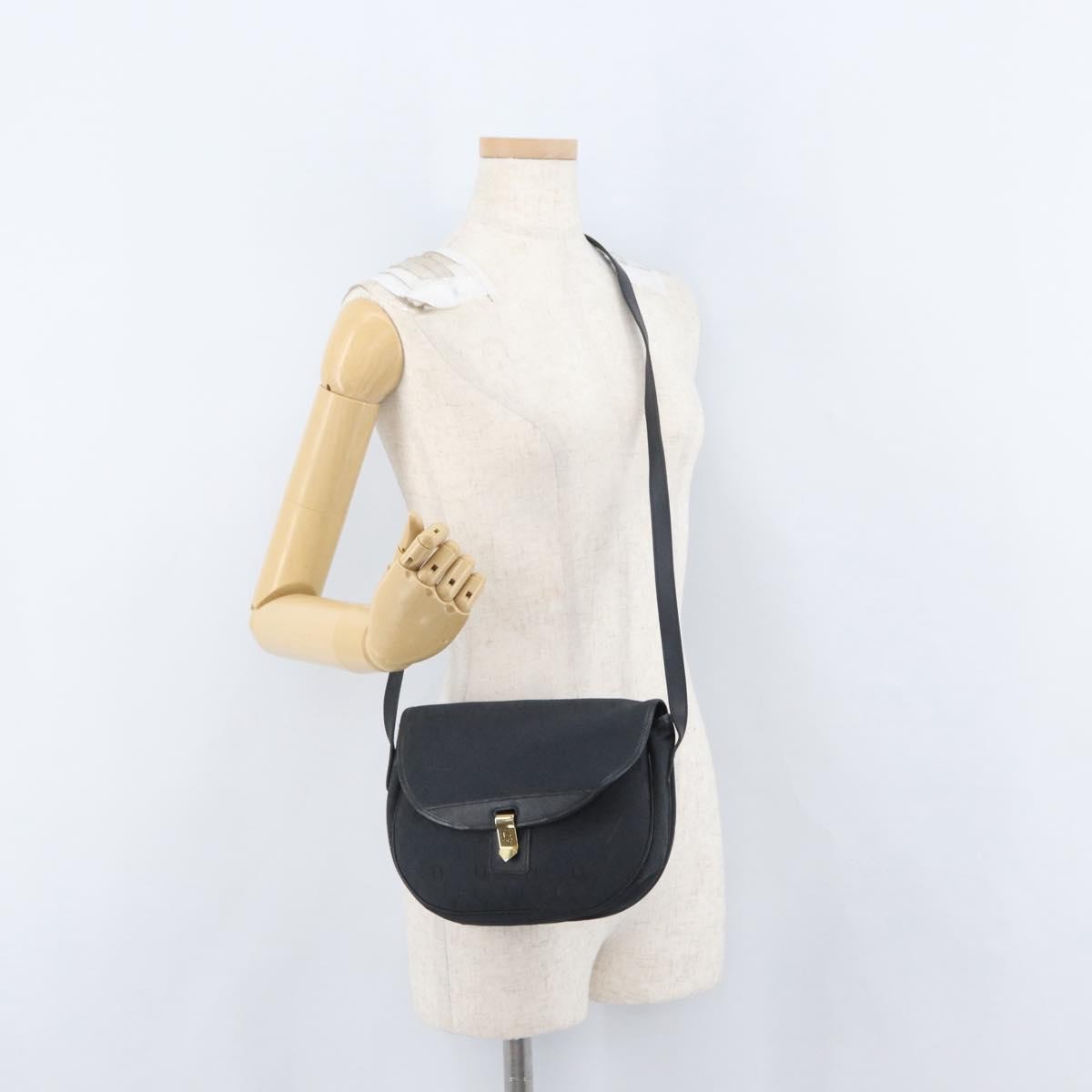 Christian Dior Vintage Honeycomb Flap Canvas and Leather, Black, Canvas, Shoulder Bag