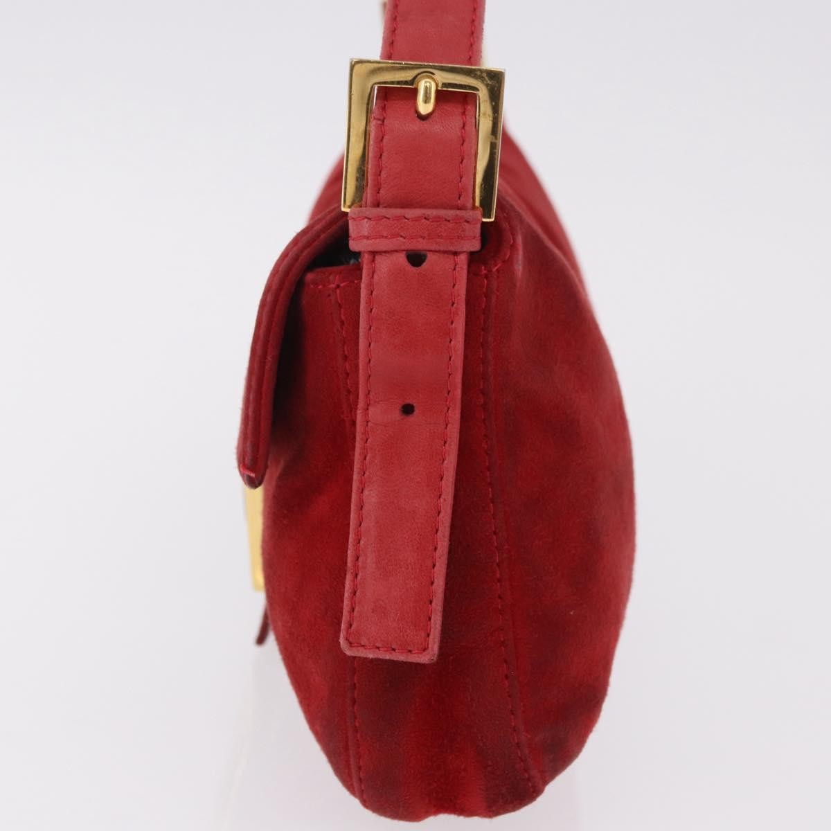 Fendi Baguette Leather, Red, Suede, Shoulder Bag