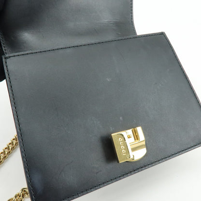 Gucci Sylvie Chain Leather, Black, Leather, Shoulder Bag