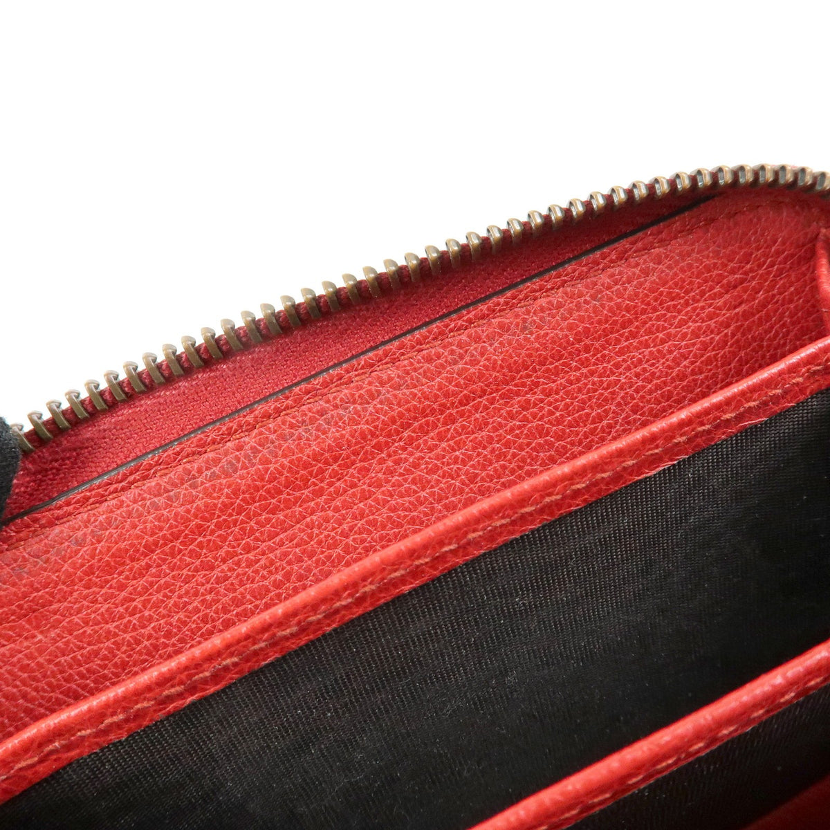 Gucci Logo Zip Card Case Printed Leather, Red, Leather, Wallet