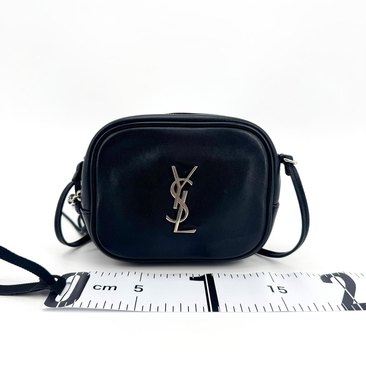 Saint Laurent Classic Monogram Blogger Leather, Black, Leather, Crossbody Bag